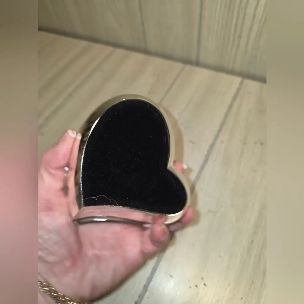 Vtg Silver Heart Felted Jewlery Box Trinket Gift Box 4